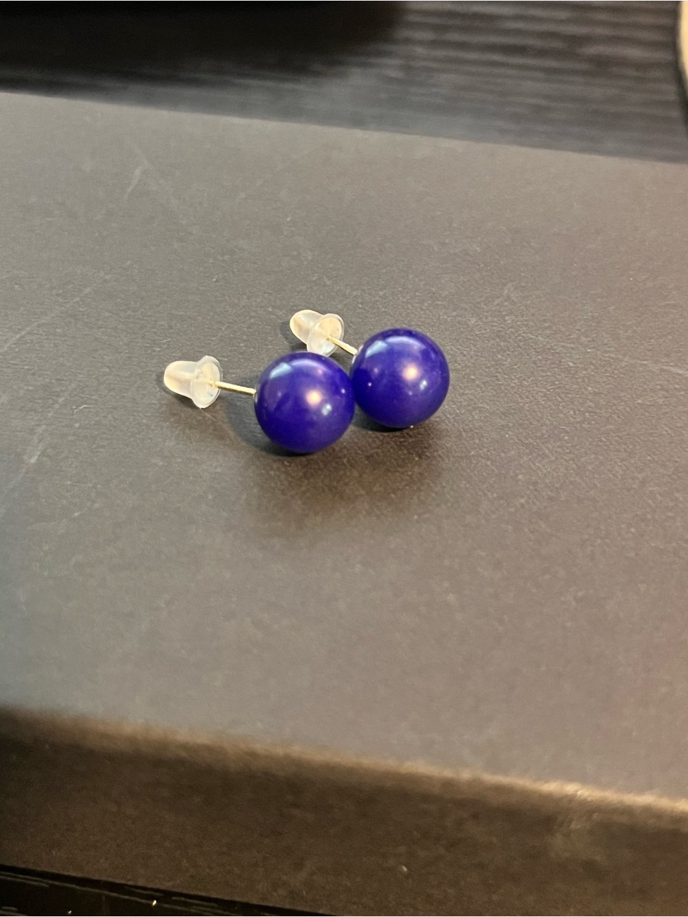 10k solid gold Lapis Lazuli stud earrings